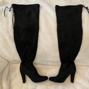 Over the knee Black Suede Boots—Size 8